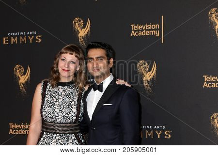 LOS ANGELES - SEP 10:  Emily V. Gordan, Kumail Nanjiani at the 2017 Creative Arts Emmy Awards - Arrivals at the Microsoft Theater on September 10, 2017 in Los Angeles, CA