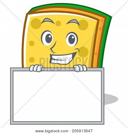 Grinning with board sponge cartoon character funny vector illustration