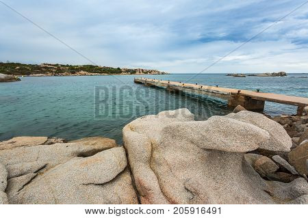 Rock Formations By A Jetty On Cavallo Island In Corsica