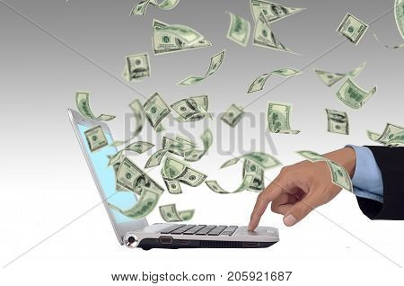 The concept of using internet to make a fortune of money. Successful E-Business.