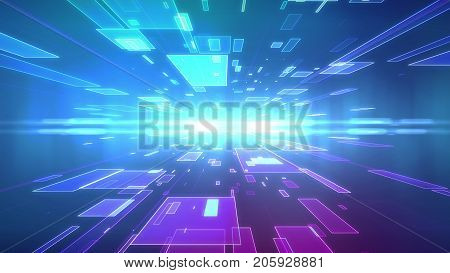 Futuristic Background With Rushing Squares