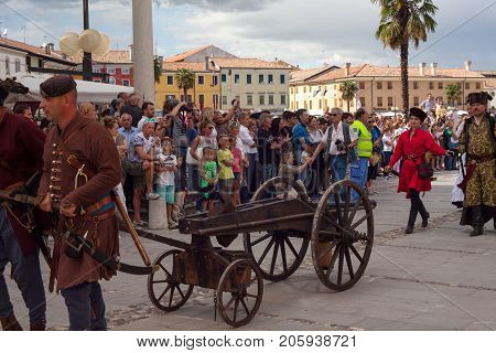 PALMANOVA ITALY - SEPTEMBER 03: Historical Groups dressed in ancient clothes during the historical Reenactment a.d. 1615 on September 03 2017