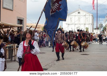 PALMANOVA ITALY - SEPTEMBER 03: Historical Groups dressed in ancient clothes during the historical Reenactment a.d. 1615 on September 03 2017