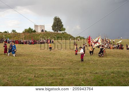 PALMANOVA ITALY - SEPTEMBER 03: Historical Groups dressed in ancient clothes during the historical Reenactment a.d. 1615 on September 03 2017