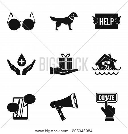 Charitable foundation icons set. Simple set of 9 charitable foundation vector icons for web isolated on white background