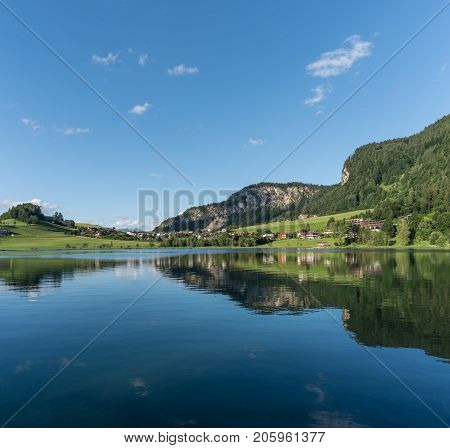 The Mountain Lake Thiersee In Tyrol, Austria