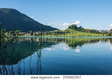 The Mountain Lake Thiersee In Tyrol, Austria