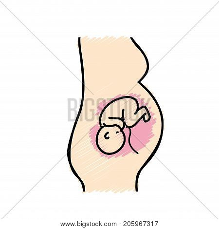 woman expecting and baby with umbilical cord vector illustration