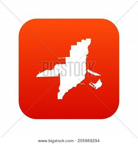 Florida map icon digital red for any design isolated on white vector illustration