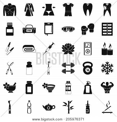 Cardio icons set. Simple style of 36 cardio vector icons for web isolated on white background