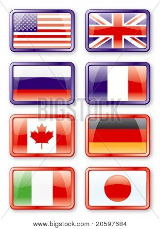 G8 bandiere degli Stati Uniti Francia Canada Italia Giappone Germania Regno Unito e Unione europea