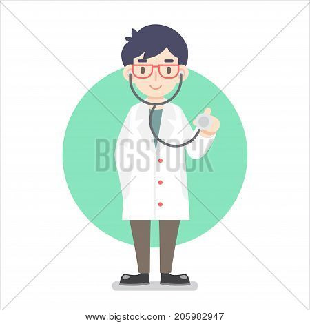 Modern flat design male doctor standing illustration