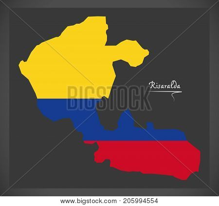 Risaralda Map Of Colombia With Colombian National Flag Illustration