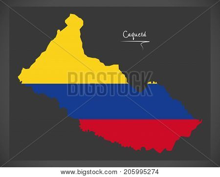 Caqueta Map Of Colombia With Colombian National Flag Illustration