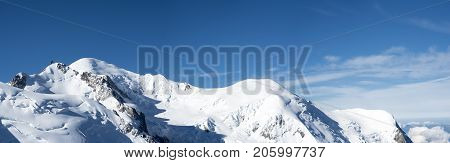 Mont Blanc skyline panoramic view at summer