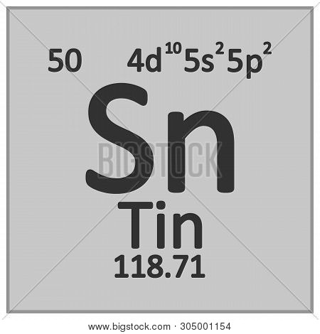Periodic Table Element Tin Icon On White Background. Vector Illustration.