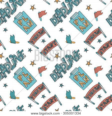 Seamless Pattern With Symbols Of Time Management And Work Deadlines. Background For Sites And Articl