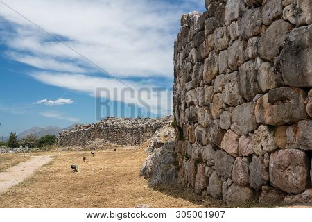 Massive Boulders Form The Walls Of The Fortress And Palace Of Tiryns In Greece