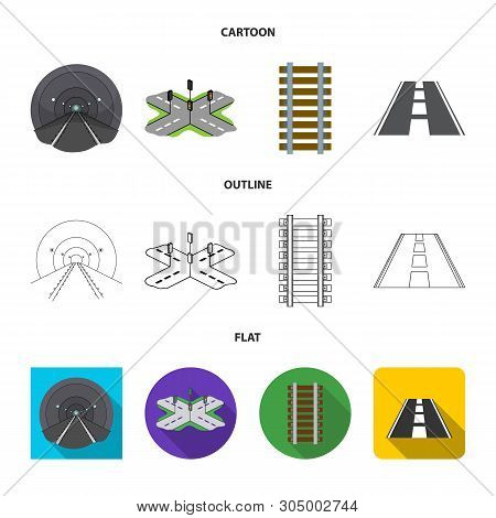 Vector Design Of Road And Street Symbol. Set Of Road And Highway Vector Icon For Stock.