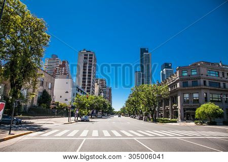 Buenos Aires Argentina - Dec 25, 2018: Av. Pres. Figueroa Alcorta in Buenos Aires, Argentina.