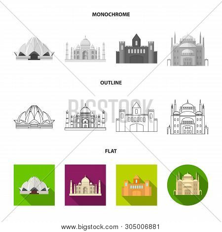 Isolated Object Of Town  And Chinatown Sign. Set Of Town  And Asian  Vector Icon For Stock.