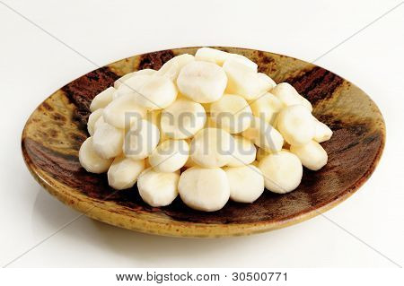 Peel Raw Chinese Water Chestnut On Dish