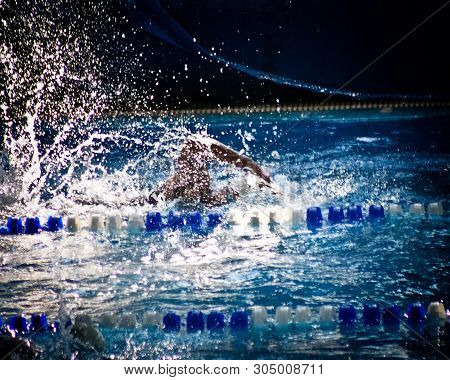 Swimming Competition On The Final Lap To Win