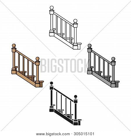 Stairs Icon In Cartoon, Black Style Isolated On White Background. Sawmill And Timber Symbol Stock Ve