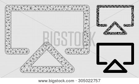 Mesh Data Entry Model With Triangle Mosaic Icon. Wire Frame Triangular Mesh Of Data Entry. Vector Mo