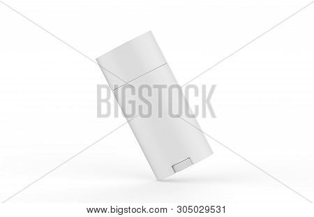 White Blank Roll On Deodorant And Lip Balm Tube, Mock Up Template On Isolated White Background, 3d I