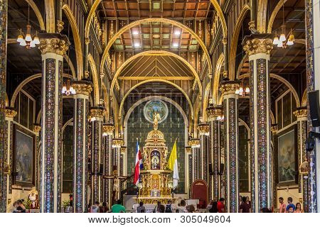Cartago,costa Rica - March 23,2019 - View At The Interior Of Basilica Of Our Lady Of The Angels In C