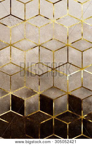 Abstract brown cubic patterned background
