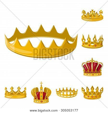 Vector Illustration Of Monarchy And Gold Symbol. Set Of Monarchy And Heraldic Stock Vector Illustrat