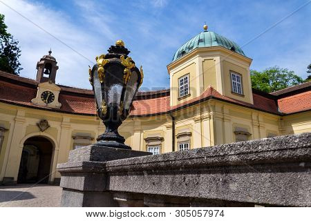 Buchlovice Castle Architecture Detail In Moravia, Czech Republic, Sunny Summer Day