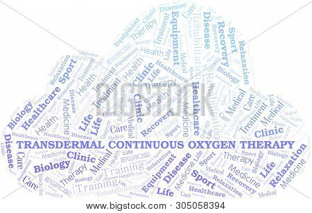 Transdermal Continuous Oxygen Therapy Word Cloud. Wordcloud Made With Text Only.