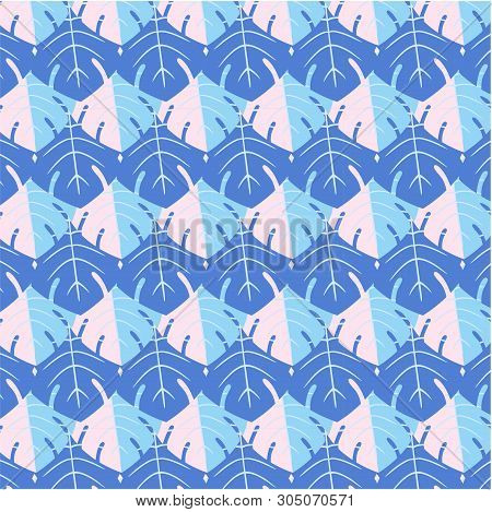 Neon Vector Pattern - Tropical Monstera Leaves. Beautiful, Trendy Vector Diznayn For A Sample Of Fab