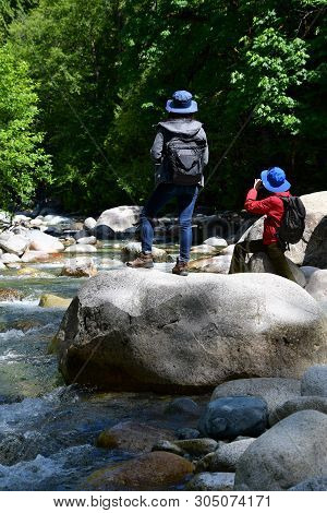Hiking Along The Lynn Creek.      Lynn Canyon Park North Vancouver Bc Canada
