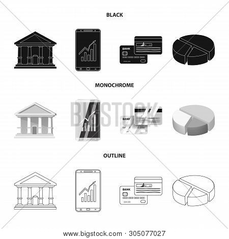 Vector Illustration Of Bank And Money Symbol. Set Of Bank And Bill Stock Vector Illustration.