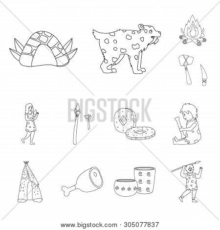 Vector Illustration Of Ancient And Primitive Icon. Collection Of Ancient And Era Stock Vector Illust
