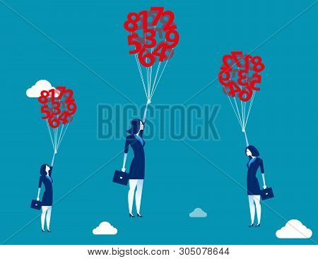 Inflationary Numbers. A People Lifted Aloft By A Bunch Of Numbers. Concept Business Vector Illustrat