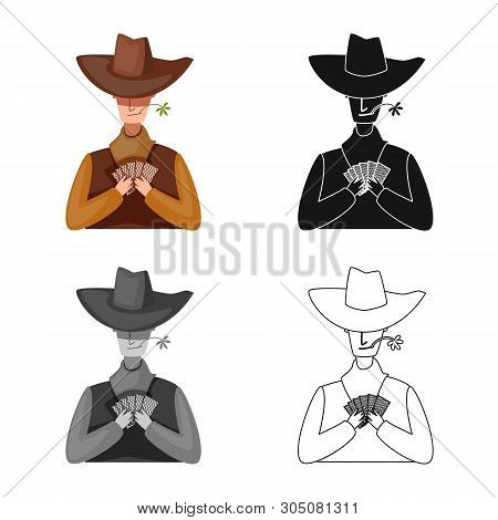 Vector Illustration Of Cowboy And Man Logo. Collection Of Cowboy And Hunter Vector Icon For Stock.