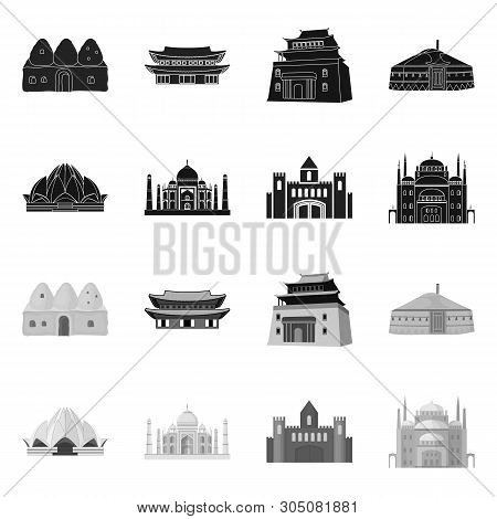 Vector Illustration Of Town  And Chinatown Icon. Set Of Town  And Asian  Vector Icon For Stock.