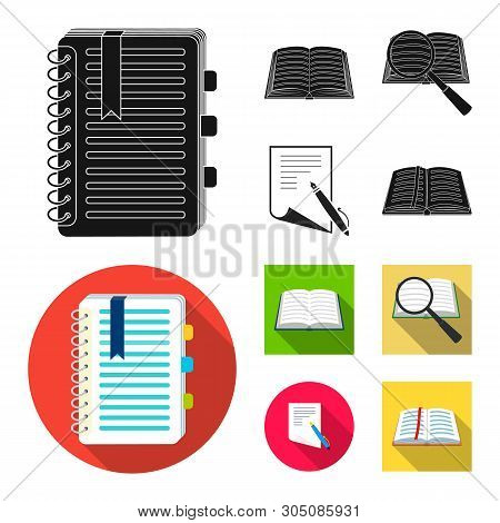 Vector Illustration Of Book And Open Symbol. Set Of Book And Pencil Stock Symbol For Web.