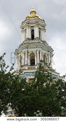 Big Lavra Bell Tower In Kiev Against The Sky