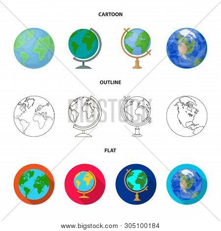 Vector Illustration Of Globe And World Icon. Collection Of Globe And Earth Stock Vector Illustration