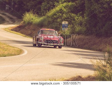 Pesaro Colle San Bartolo , Italy - May 17 - 2018 : Mercedes-benz 300 Sl CoupÉ (w198) 1955 On An Old 