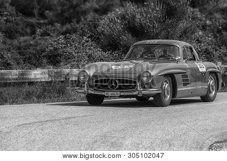Pesaro Colle San Bartolo , Italy - May 17 - 2018 : Mercedes-benz 300 Sl CoupÉ (w198) 1955 On An Old 