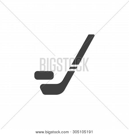 Hockey Stick And Puck Vector Icon. Filled Flat Sign For Mobile Concept And Web Design. Ice Hockey Gl