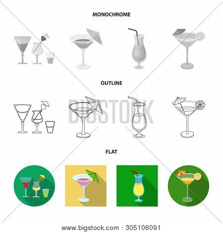 Isolated Object Of Cocktail And Menu Sign. Collection Of Cocktail And Margarita Vector Icon For Stoc
