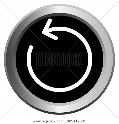 Vector Icon Black With Metal Edging Web Buttons With White Arrow Counterclockwise